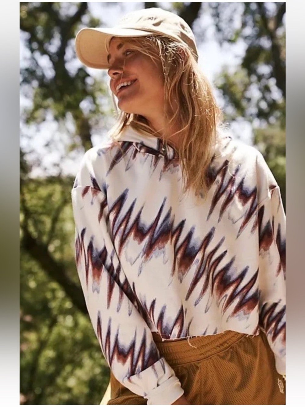 Free People FP Movement Half Time Printed Hoodie size S
